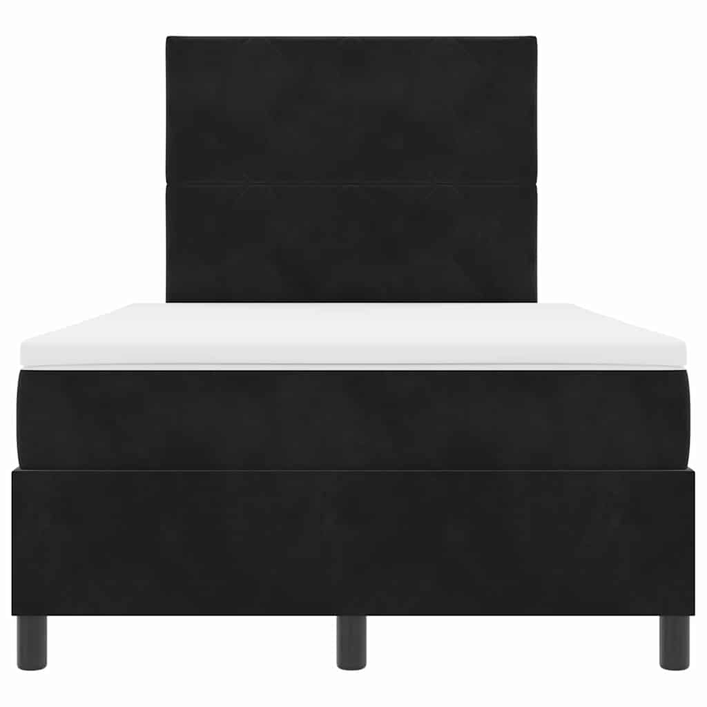 Bäddfjäder med madrass med huvudgavel Svart 120 x 190 cm tyg