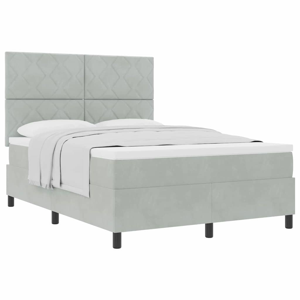 Bäddfjäder med madrass Ljusgrå 140 x 190 cm Sammet