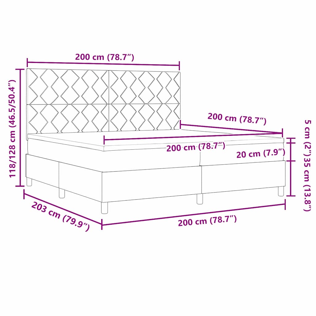 Bäddfjäder med madrass med huvudgavel Rosa 200 x 200 cm Sammet