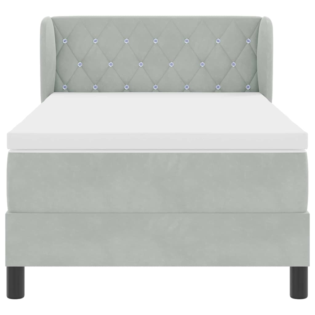 Bäddfjäder med madrass Ljusgrå 90 x 200 cm Sammet