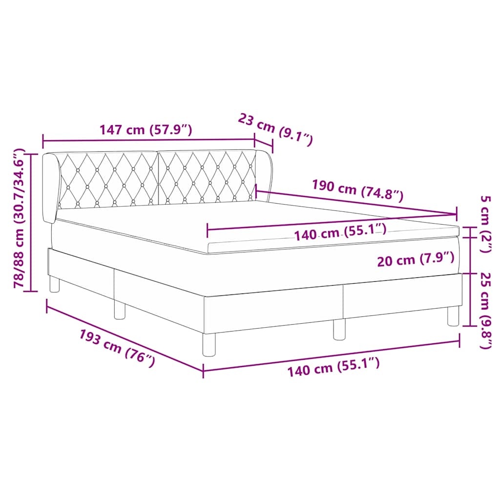 Bäddfjäder med madrass Mörkblå 140 x 190 cm Sammet