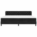 Bäddfjäder med madrass med huvudgavel Svart 200 x 200 cm Sammet