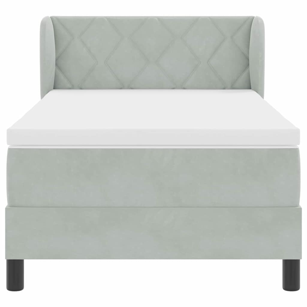 Bäddfjäder med madrass Ljusgrå 90 x 190 cm Sammet