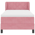 Bäddfjäder med madrass med huvudgavel Rosa 100 x 200 cm Sammet
