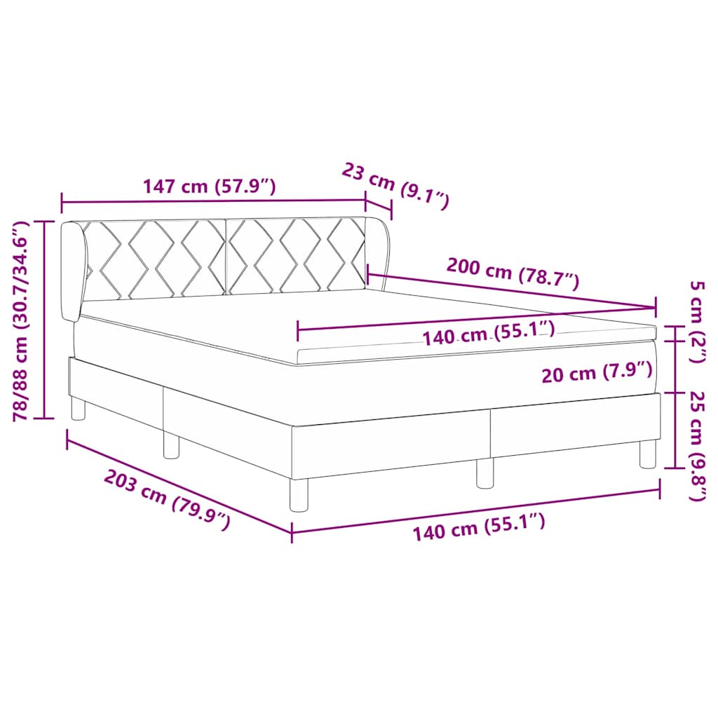 Bäddfjäder med madrass Ljusgrå 140 x 200 cm Sammet