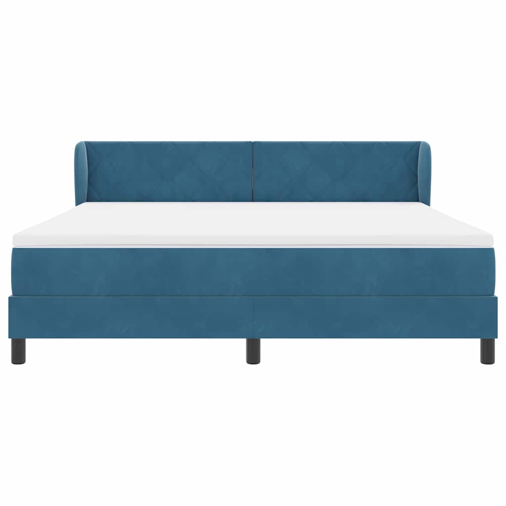 Bäddfjäder med madrass Mörkblå 180 x 200 cm Sammet