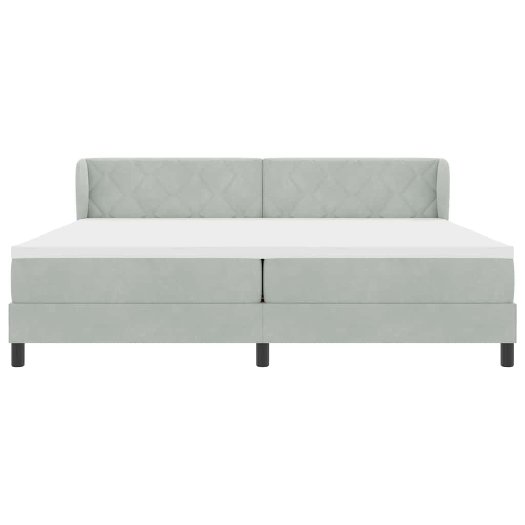 Bäddfjäder med madrass Ljusgrå 200 x 200 cm Sammet