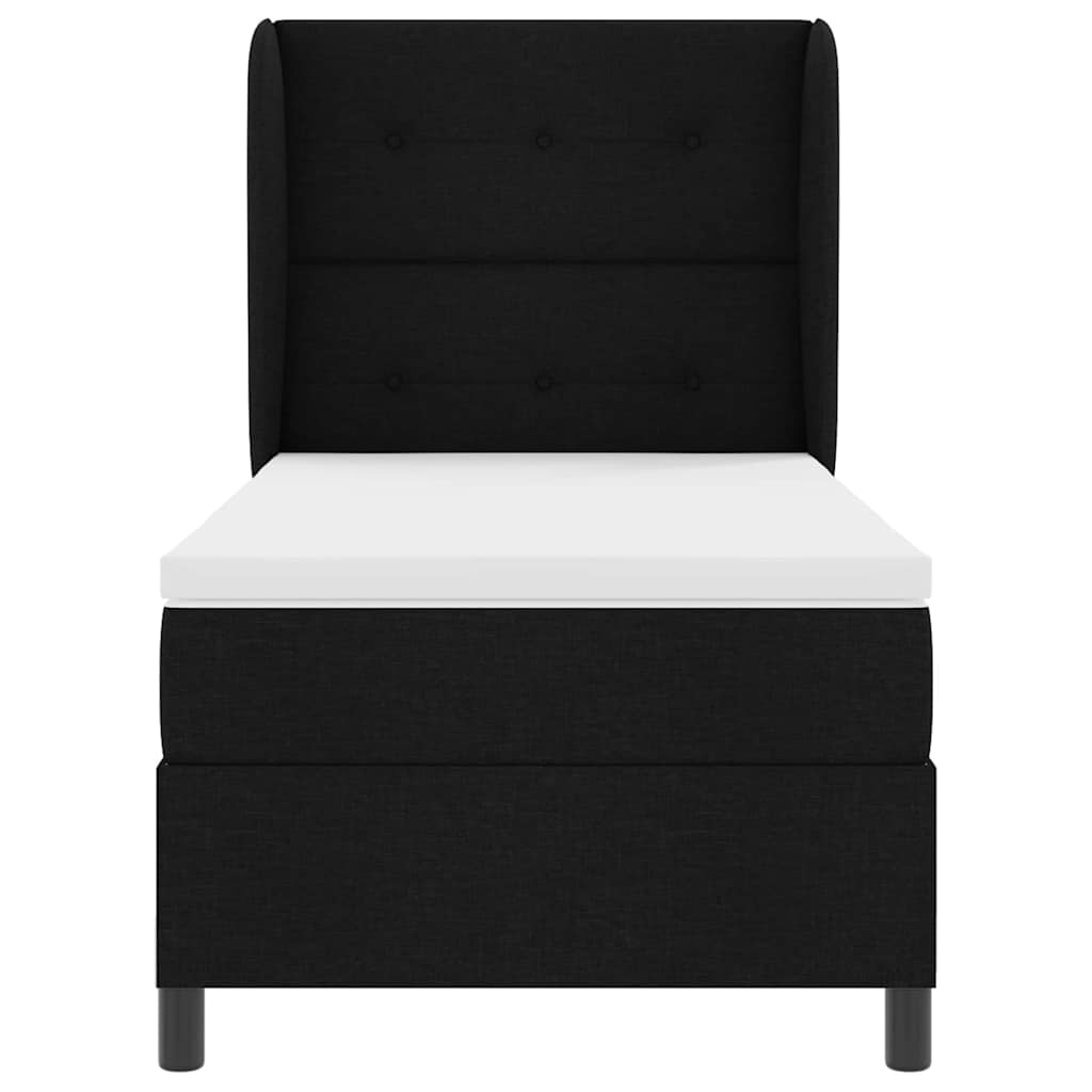 Bäddfjäder med madrass med huvudgavel Svart 100 x 200 cm tyg