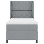 Bäddfjäder med madrass med huvudgavel Ljusgrå 100 x 200 cm tyg