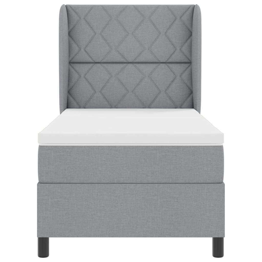 Bäddfjäder med madrass med huvudgavel Ljusgrå 100 x 200 cm tyg