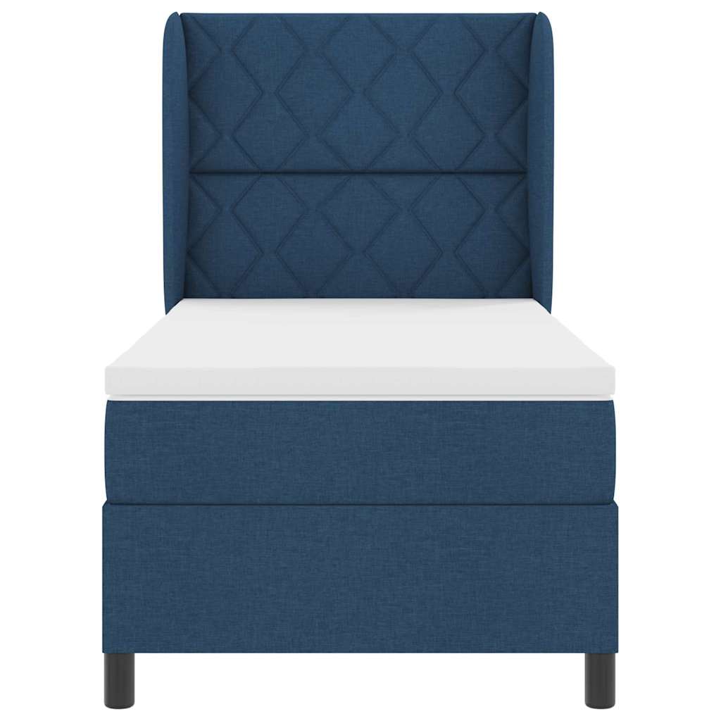 Bäddfjäder med madrass med huvudgavel Blå 100 x 200 cm tyg