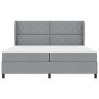 Bäddfjäder med madrass med huvudgavel Ljusgrå 200 x 200 cm tyg