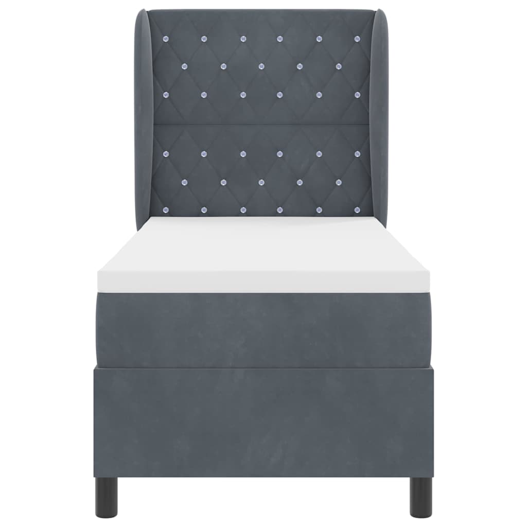 Bäddfjäder med madrass Mörkgrå 200 x 80 cm Polyester