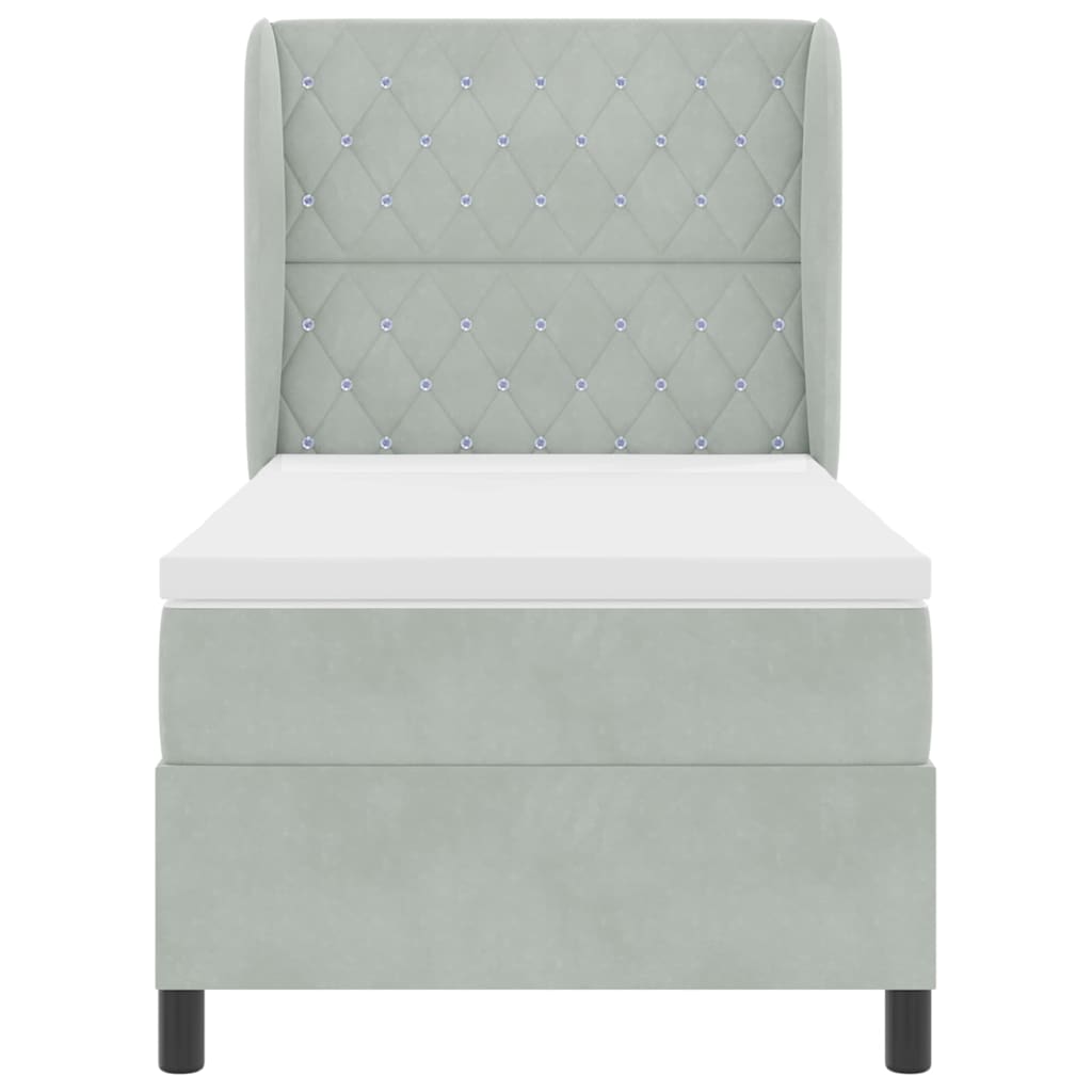 Bäddfjäder med madrass Ljusgrå 200 x 100 cm Polyester