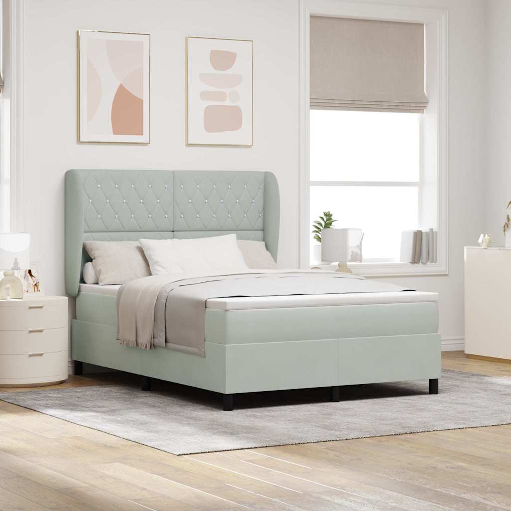 Bäddfjäder med madrass Ljusgrå 200 x 140 cm Polyester