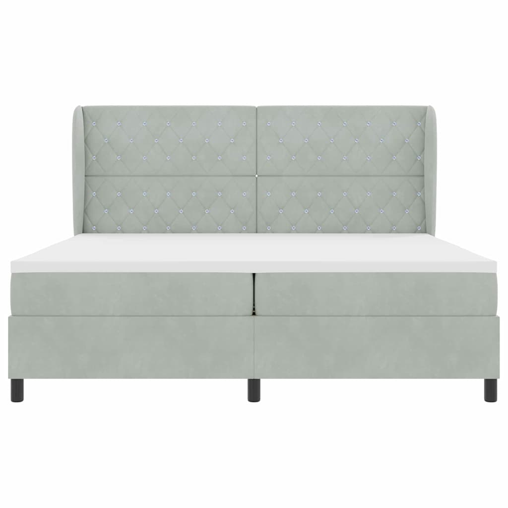 Bäddfjäder med madrass Ljusgrå 200 x 200 cm Polyester