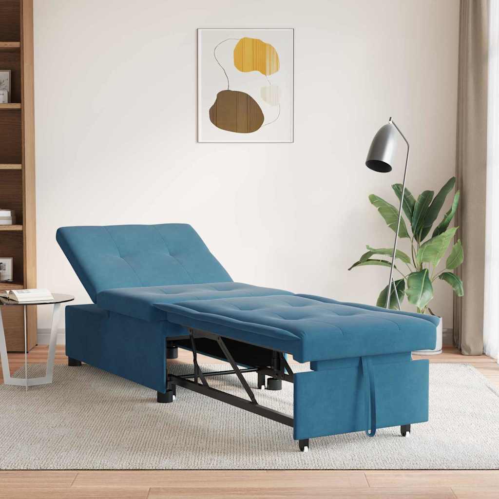 Bäddsoffa Blå 67 x 194 x 38 cm Sammet