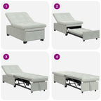 Bäddsoffa Ljusgrå 67 x 194 x 38 cm Sammet