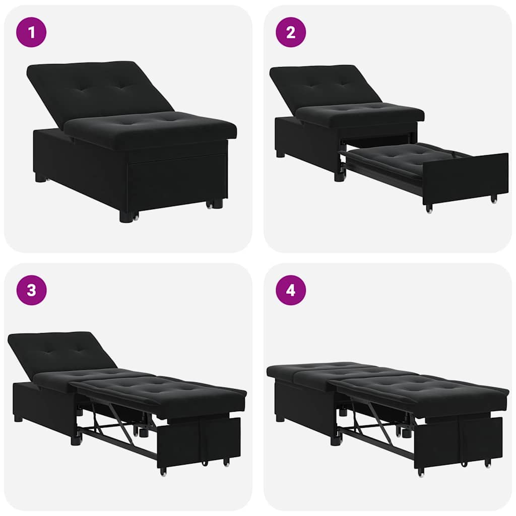 Bäddsoffa Svart 67 x 194 x 38 cm Sammet