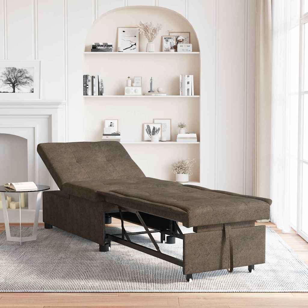 Bäddsoffa Mörkgrå 67 x 194 x 38 cm Faux mockaläder