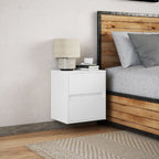 Cimero - Väggmonterat sängbord med LED-lampor vit