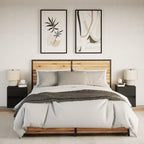 Celnaro - Väggmonterade sängbord med LED-lampor 2 st svart