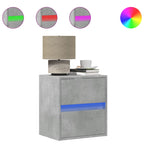 Pernio - Väggmonterat sängbord med LED-lampor betonggrå