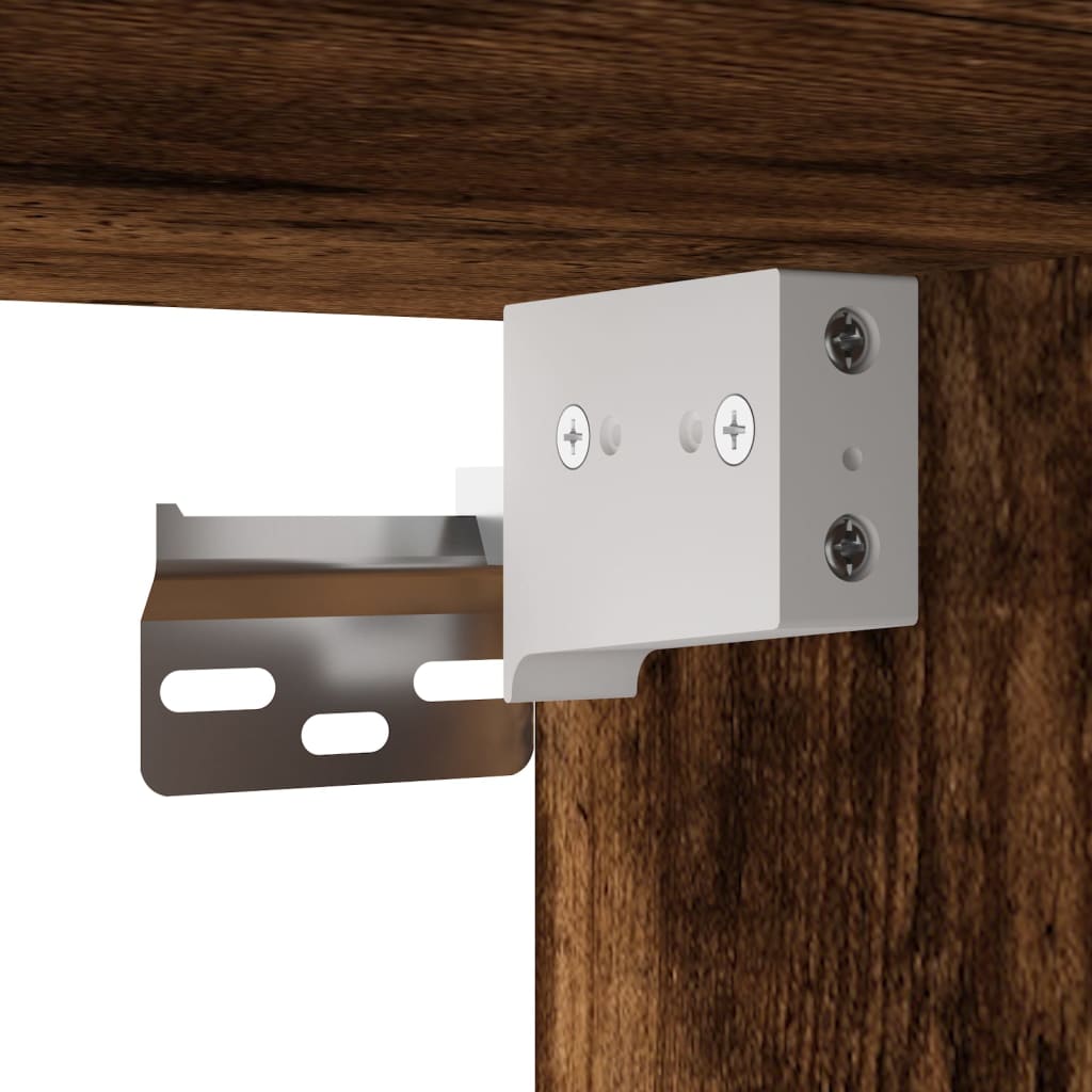 Arvesso - Väggmonterade sängbord med LED-lampor 2 st rökfärgad ek