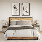 Lusero - Väggmonterade sängbord med LED-lampor 2 st sonoma-ek