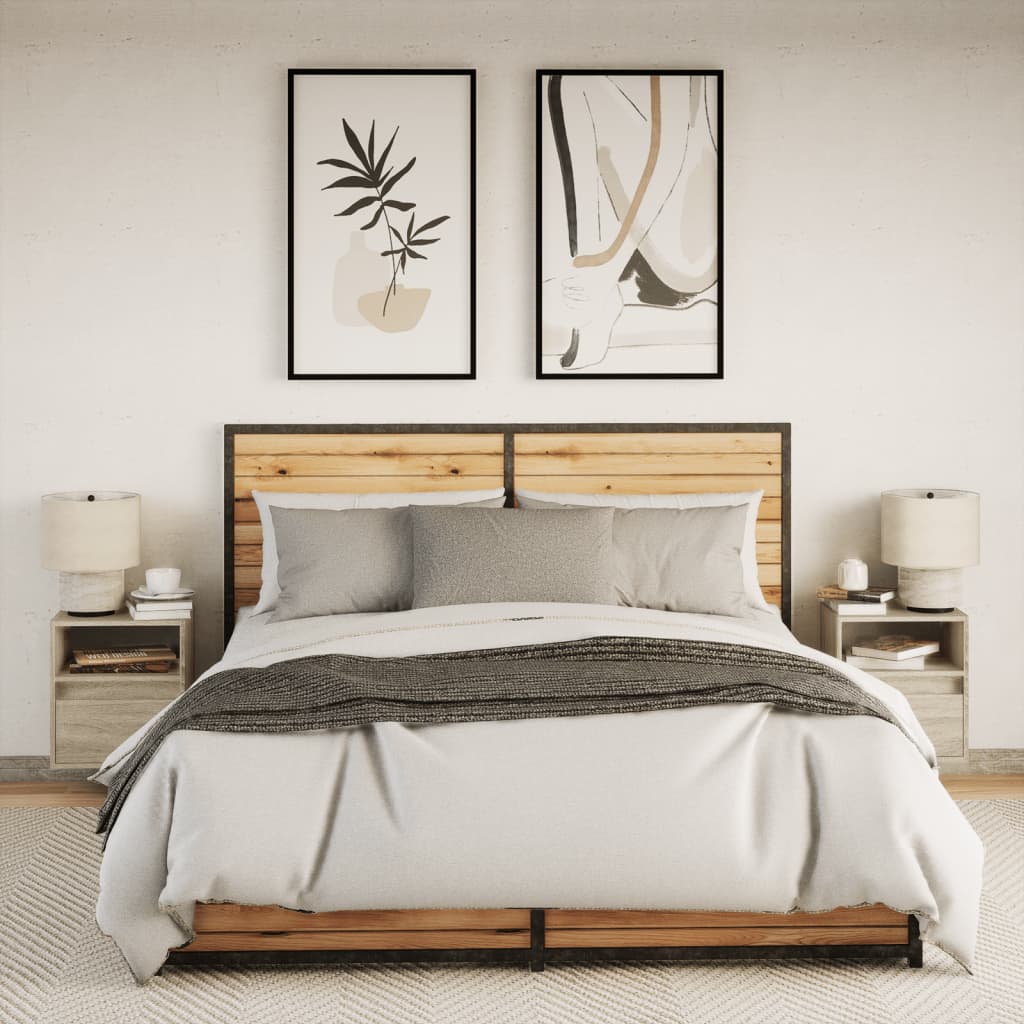 Lusero - Väggmonterade sängbord med LED-lampor 2 st sonoma-ek