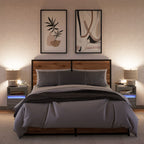 Pavlino - Väggmonterade sängbord med LED-lampor 2 st grå sonoma