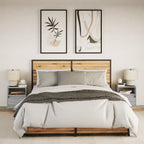 Pavlino - Väggmonterade sängbord med LED-lampor 2 st grå sonoma