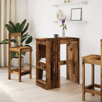 Barbord med hyllor åldrat trä 90x47,5x103,5 cm konstruerat trä