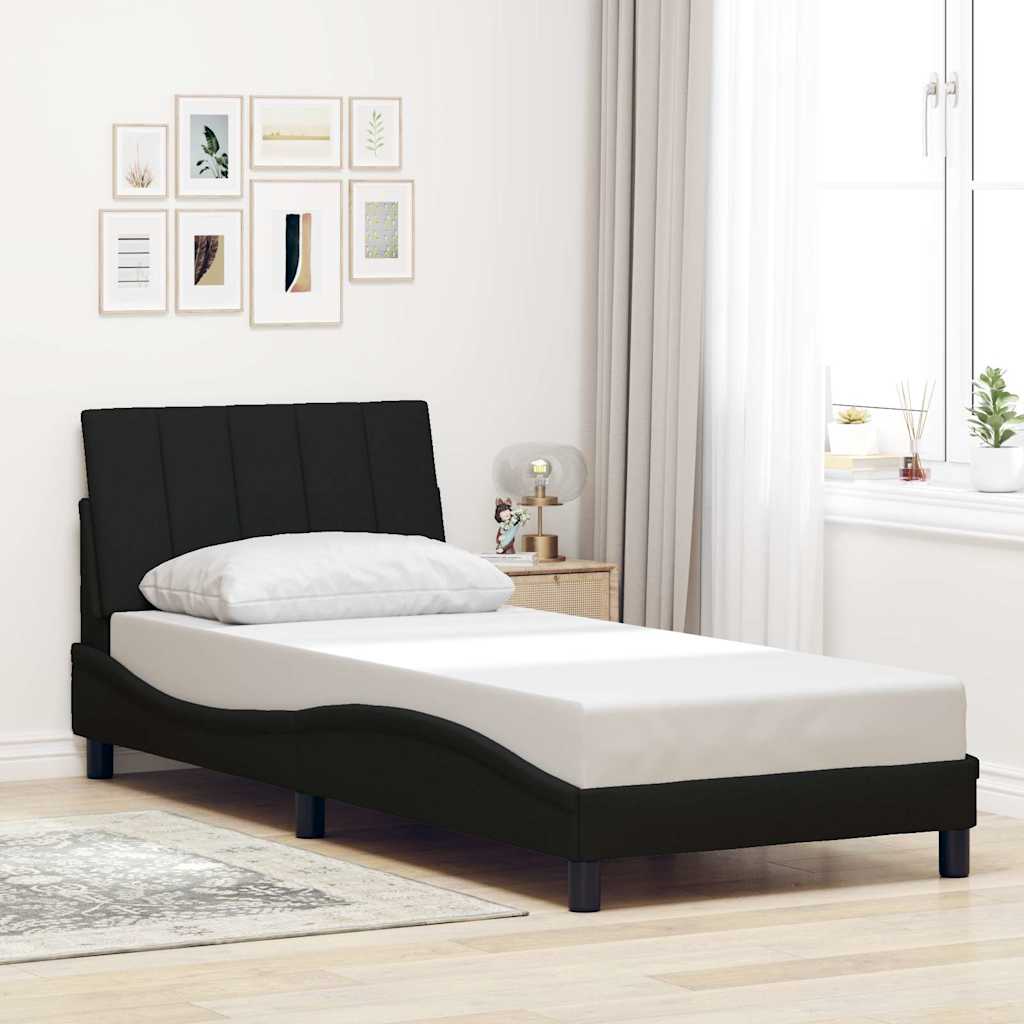 Bed Frame without Mattress "Hanko" Black 80x200 cm Fabric