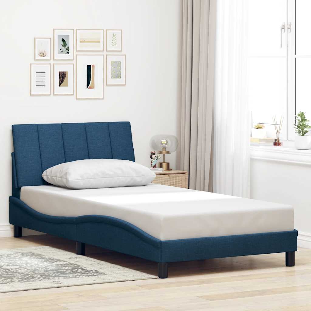 Bed Frame without Mattress "Hanko" Blue 100x200 cm Fabric