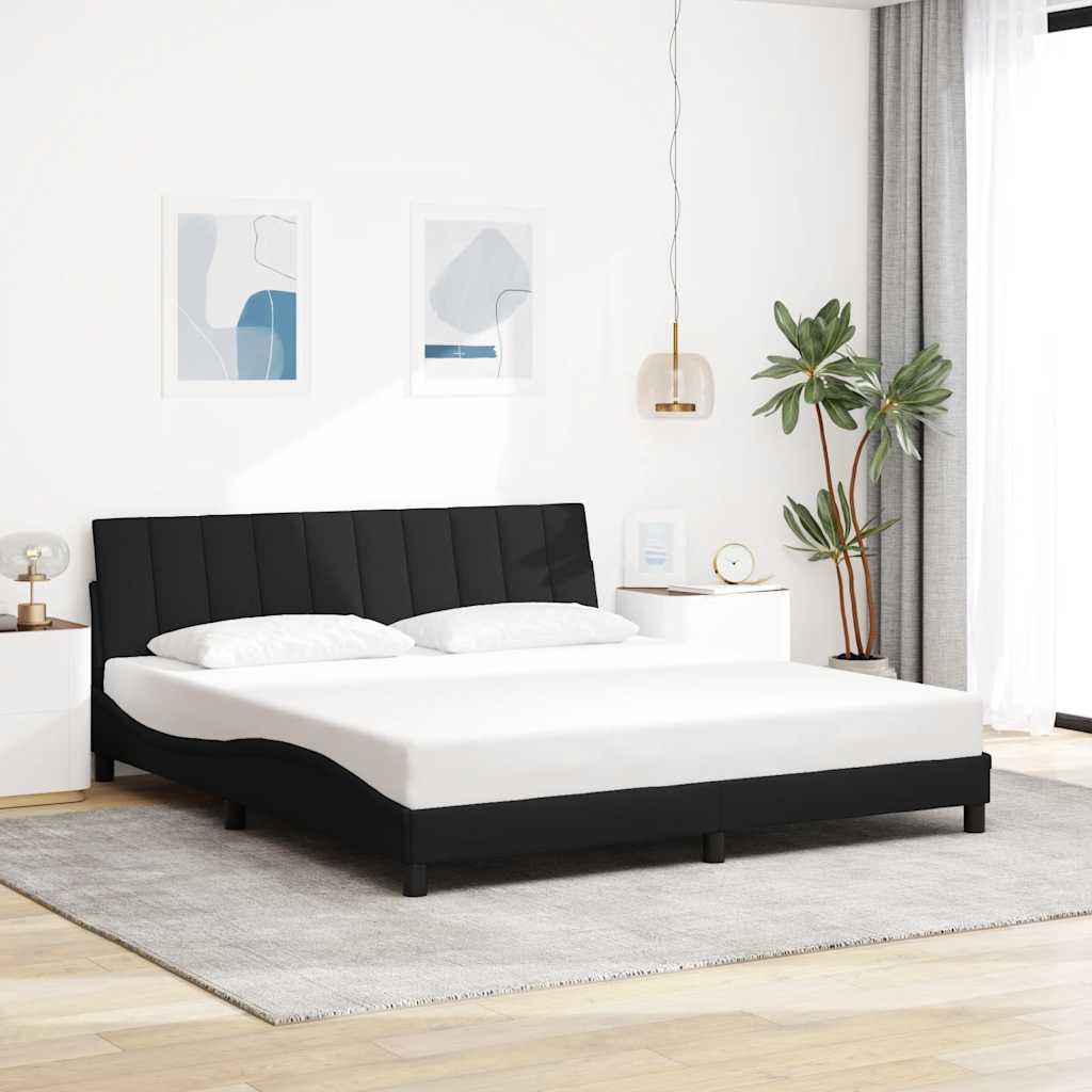 Bed Frame without Mattress "Hanko" Black 180x200 cm Fabric