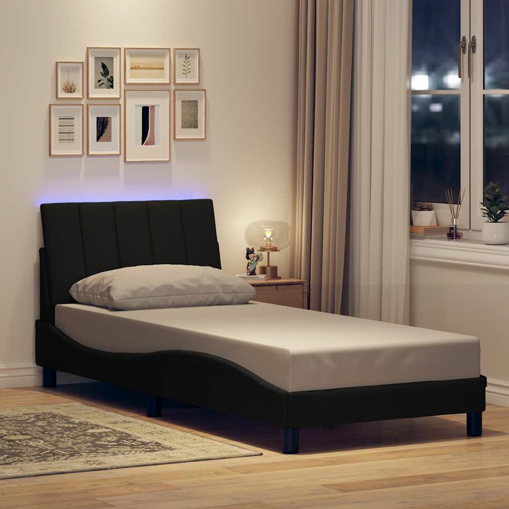Bed Frame without Mattress "Hanko" Black 80x200cm Fabric