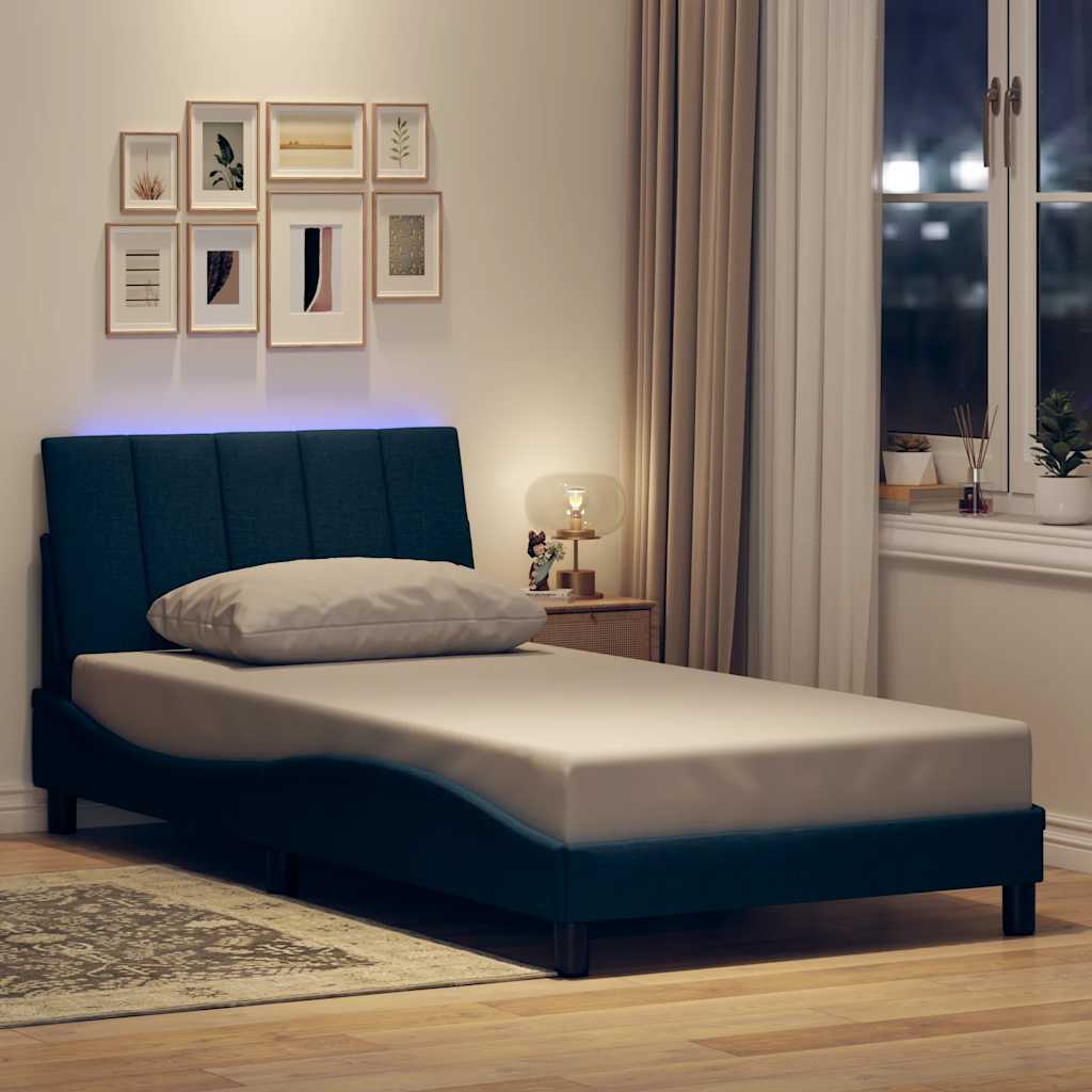 Bed Frame without Mattress "Hanko" Blue 100x200cm Fabric