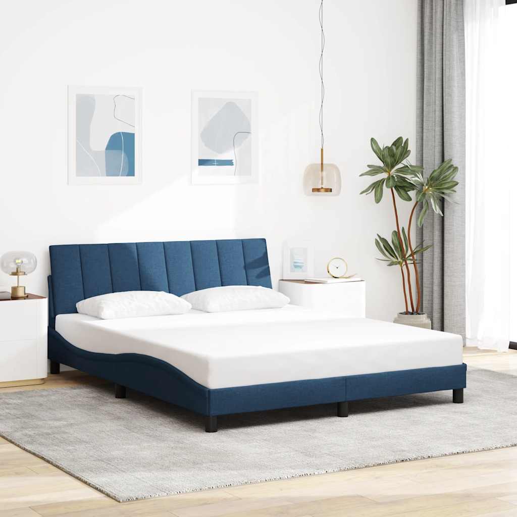 Bed Frame without Mattress "Hanko" Blue 160x200cm Fabric