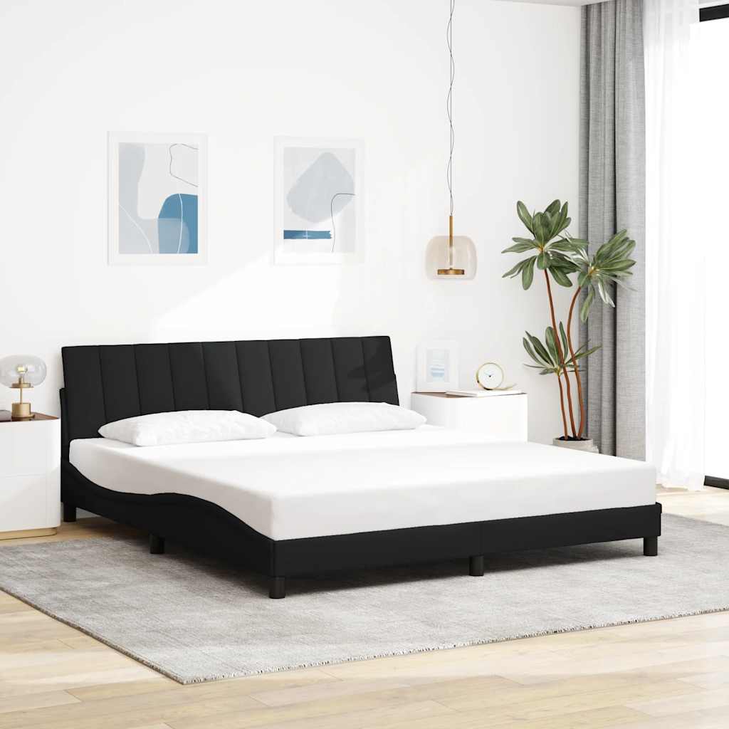 Bed Frame without Mattress "Hanko" Black 180x200cm Fabric