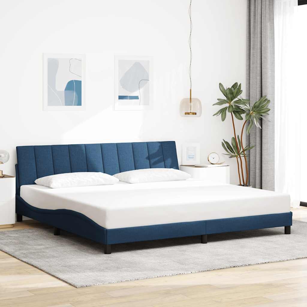 Bed Frame without Mattress "Hanko" Blue 200x200cm Fabric