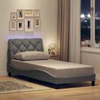 Bed Frame with LED without Mattress Light Grey 80x200 cm Fabric