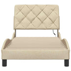 Bed Frame with LED without Mattress Cream 80x200 cm Fabric