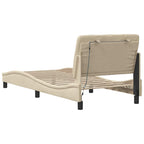 Bed Frame with LED without Mattress Cream 80x200 cm Fabric