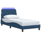 Bed Frame with LED without Mattress Blue 80x200 cm Fabric