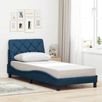 Bed Frame with LED without Mattress Blue 80x200 cm Fabric