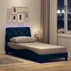 Bed Frame with LED without Mattress Blue 80x200 cm Fabric