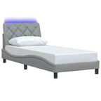 Bed Frame with LED without Mattress Light Grey 90x190 cm Fabric