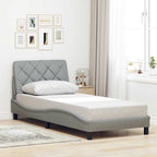 Bed Frame with LED without Mattress Light Grey 90x190 cm Fabric