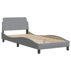 Bed Frame with LED without Mattress Light Grey 90x190 cm Fabric